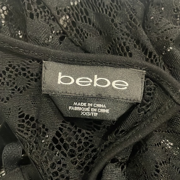 Bebe Black Lace Mini Dress XS Long Sleeve - Picture 9 of 9